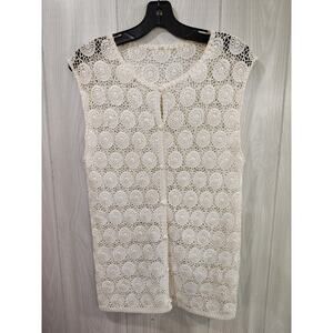 Crochet Vest creme Medium Boho Fairy Cottage Vintage Festival Hippie M Feminine